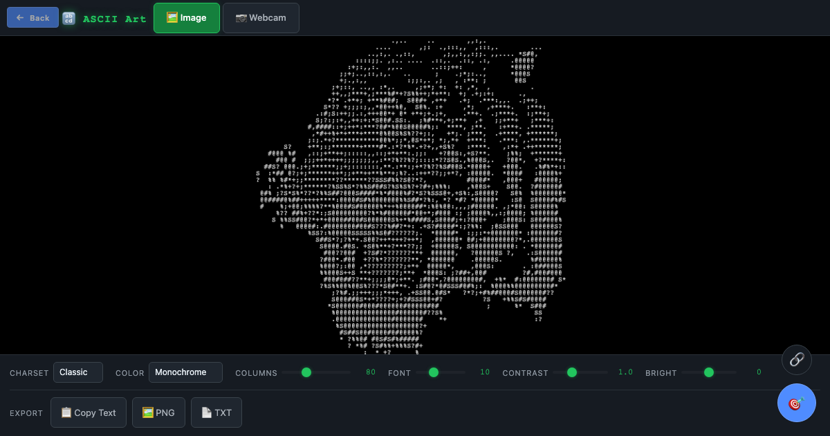 ASCII Art — Image & Webcam Converter 🔡