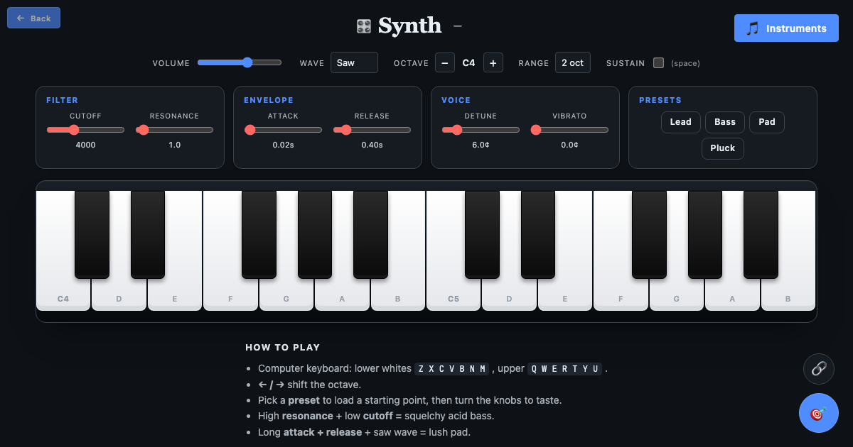 Synth — Subtractive Synth in Your Browser 🎛️